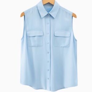 Equipment Light Blue Sleeveless Button-Down Shirt